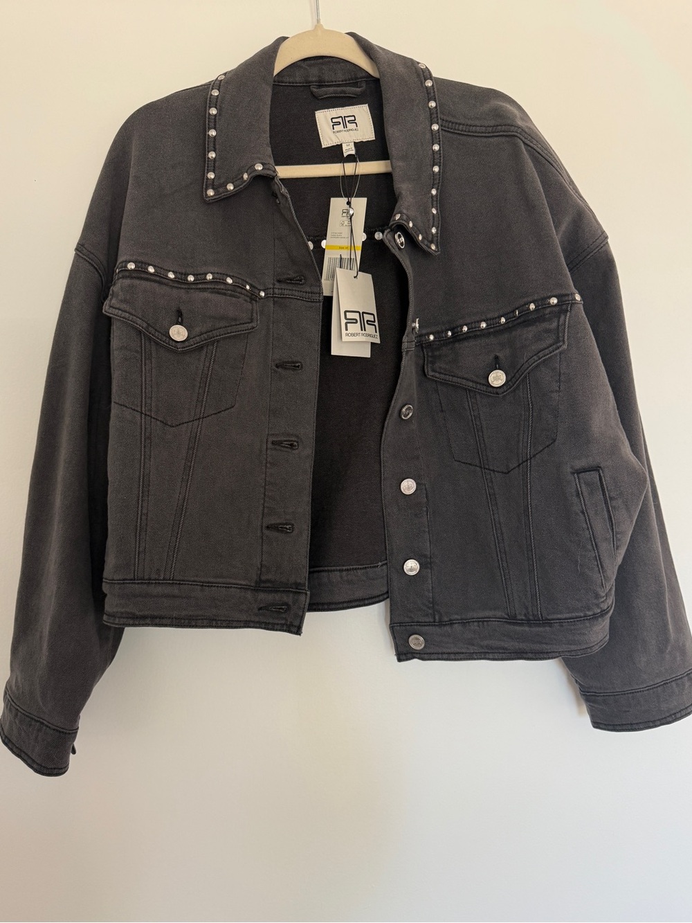 NWT Black Oversized Studded Denim Jacket
